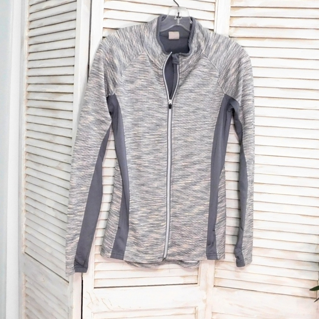 Rbx Wmn Sml Gray Pattern & Solid Full Zip Jacket